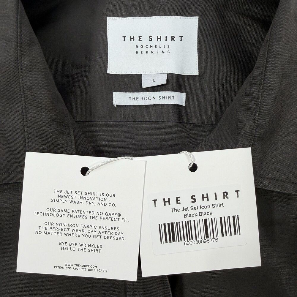The Shirt Jet Set Icon Shirt Rochelle Behrens LARGE Black Button Up Minimalist - Picture 6 of 9